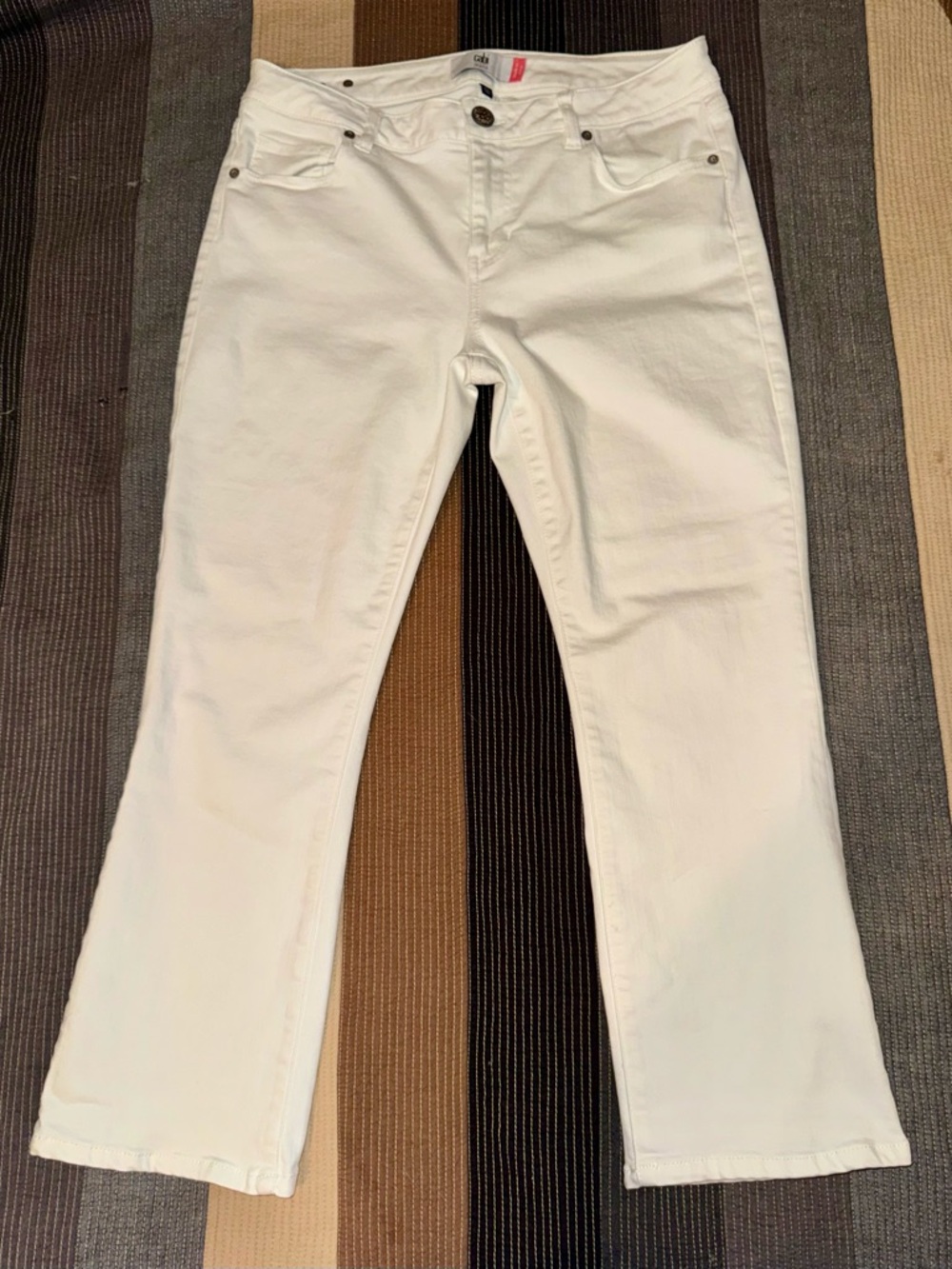 Cabi kick it crop White Flare Jeans - Clean White Denim Size 10